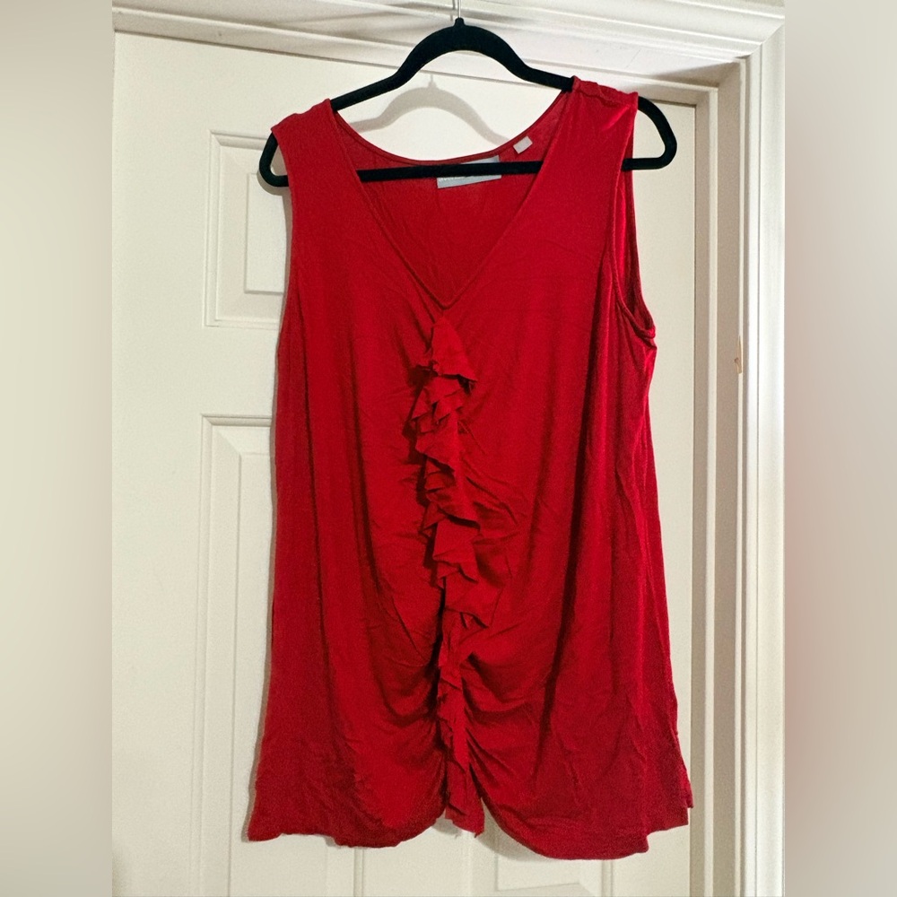 Avenue Vibrant Red Ruffle Tank Top